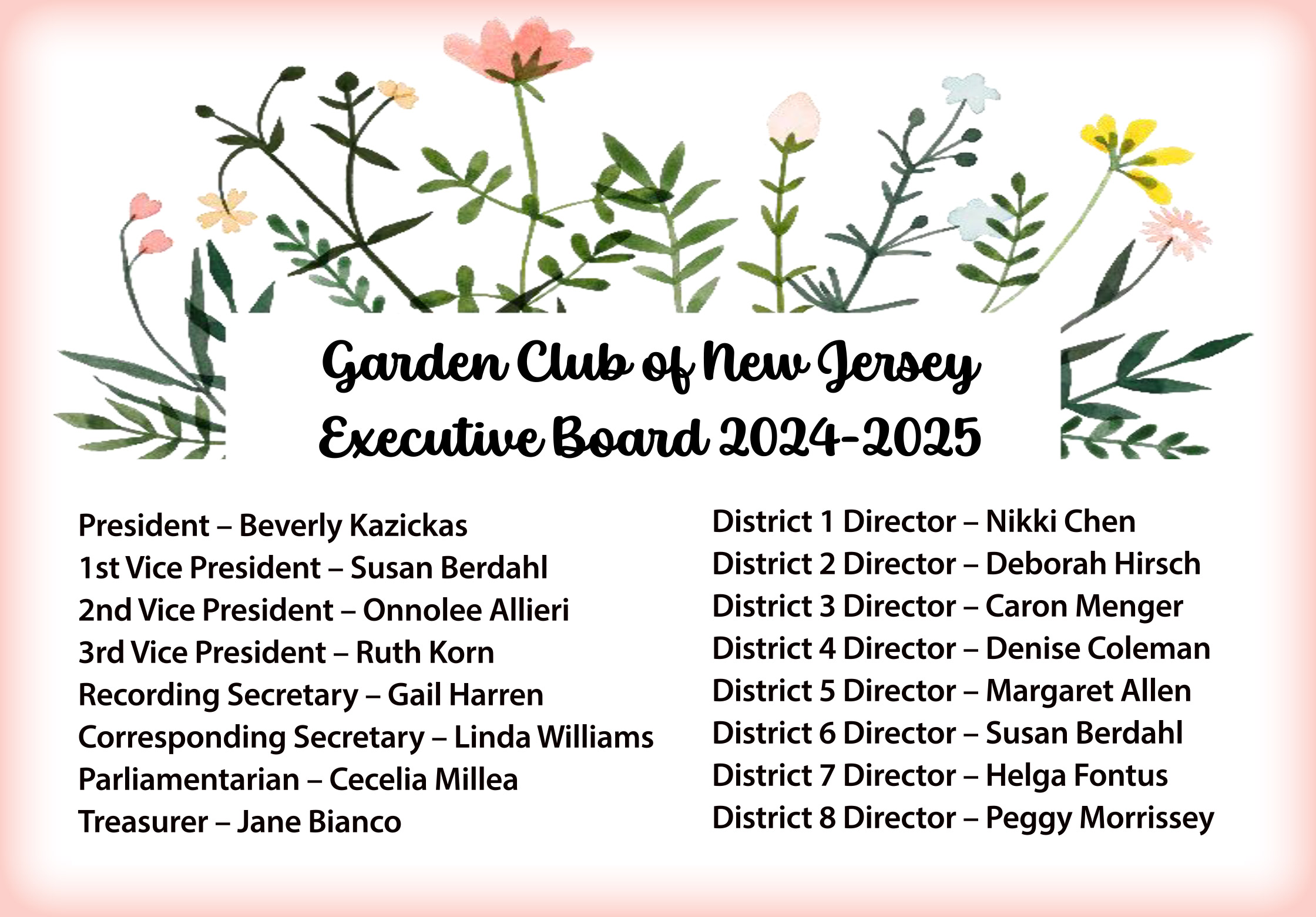 Garden Club of NJ Officers